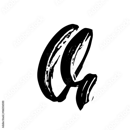 Letter Q. Handwritten by dry brush. Rough strokes font. Vector illustration. Grunge style alphabet