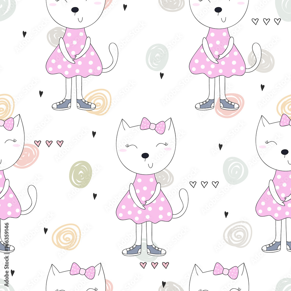 Cute cats colorful seamless pattern background Cute cats colorful seamless pattern background