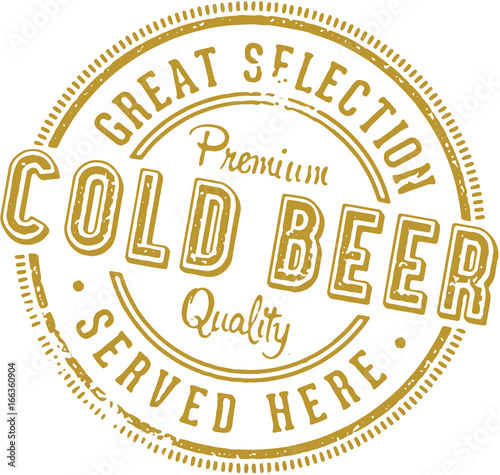 Vintage Cold Beer Stamp Sign