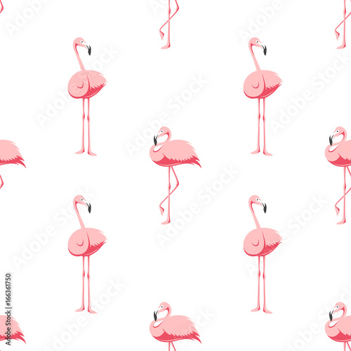 Pink flamingo seamless pattern. Vector vintage illustration.