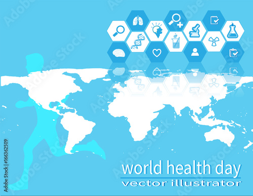 running healthy concept modern healthcare map world element of this image furnished by NASA