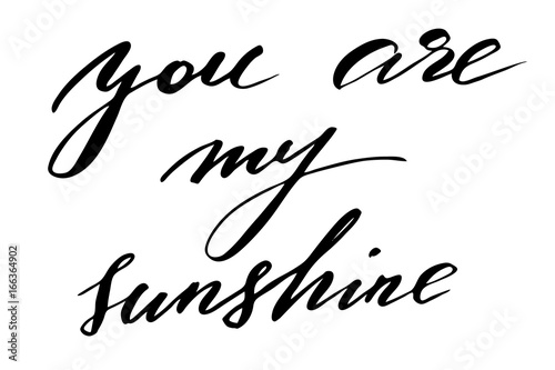 You are my sunshine. Handwritten black text isolated on white background, vector. Each word is on the different layers