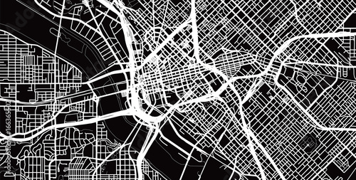 Urban city map of Dallas, Texas