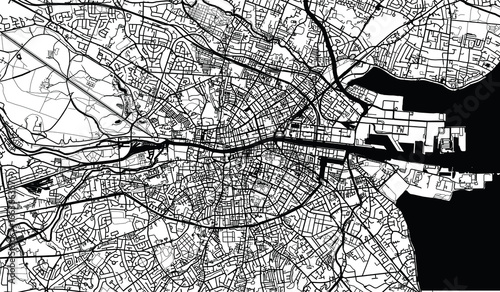 Canvas-taulu Urban city map of Dublin, Ireland