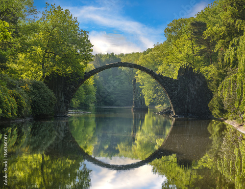 Bridge in rhododendron park in Kromlau, Germany