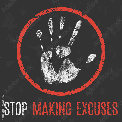 Vector. Social problems of humanity. Stop making excuses.