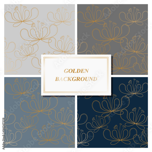 Golden Flower Vintage Pattern Background and template
