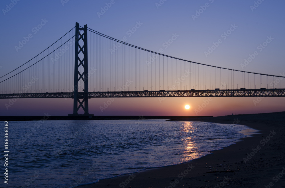 Fototapeta premium sunset with bridge 