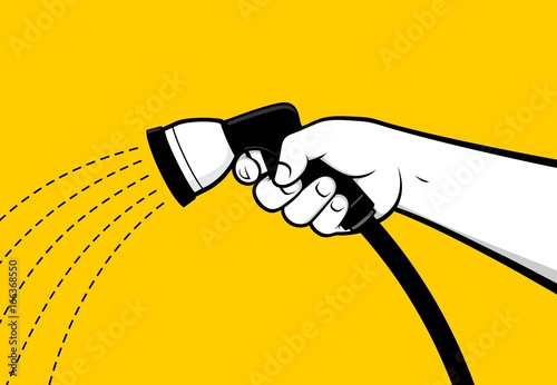 Hand watering with garden hose
