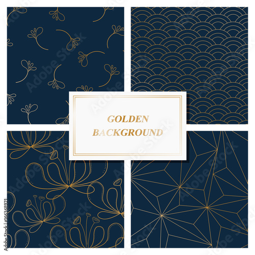 Golden and blue line Vintage Pattern Background and template