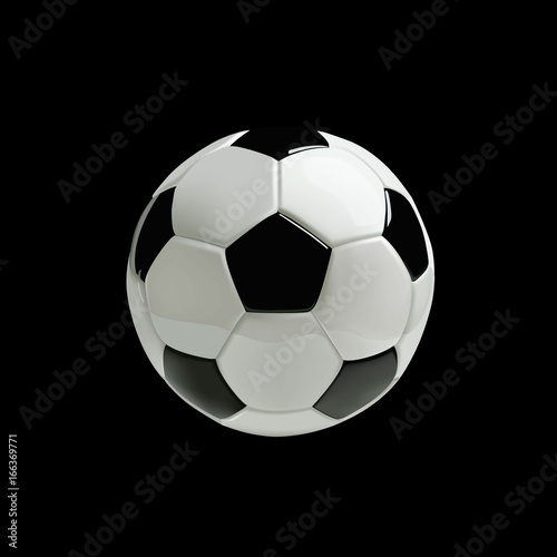 Realistic soccer ball or football ball on black background