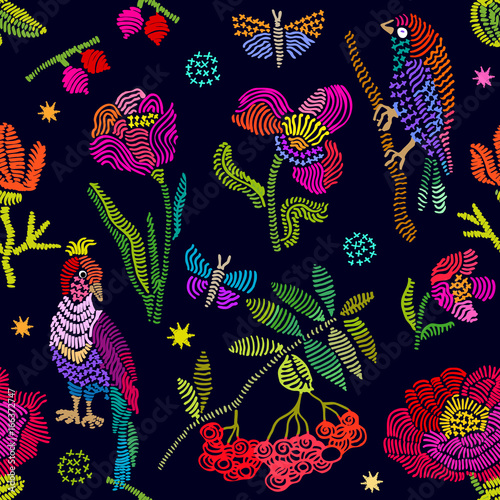 Floral embroidery with rowan.