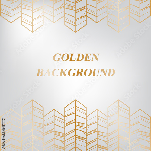 Triangle arrow golden pattern and template on gray background