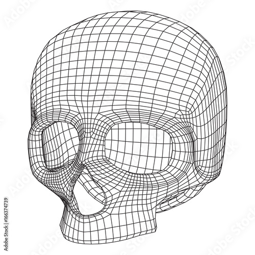 Skull Wireframe Low Poly Mesh. Vector illustration technology live and death concept photo