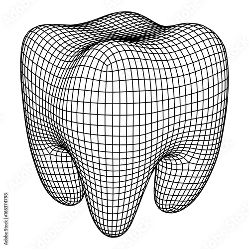 Tooth Wireframe Mesh. Connection Structure Vector Illustration. Dental medicine, health concept.