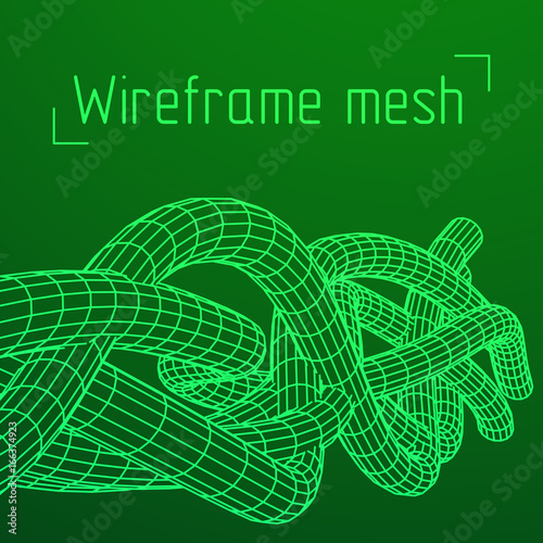 Low poly vein or wire wireframe mesh background. Scinece and tech vector illustration.