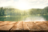 Beautiful mountain lake in forest