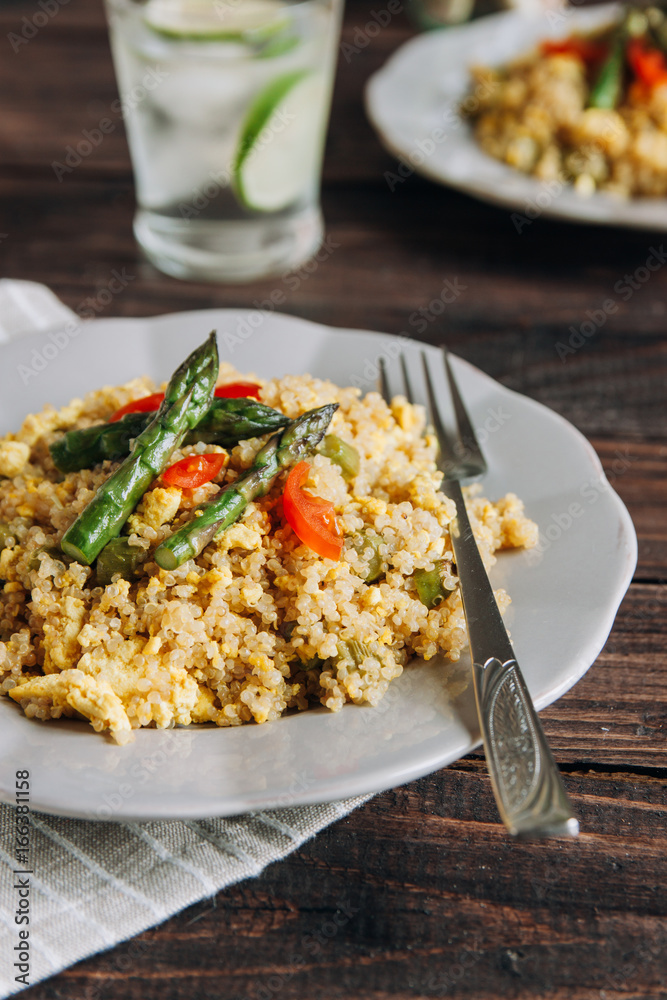 Quinoa with asparagus and scrambled tofu Quinoa with asparagus and scrambled tofu