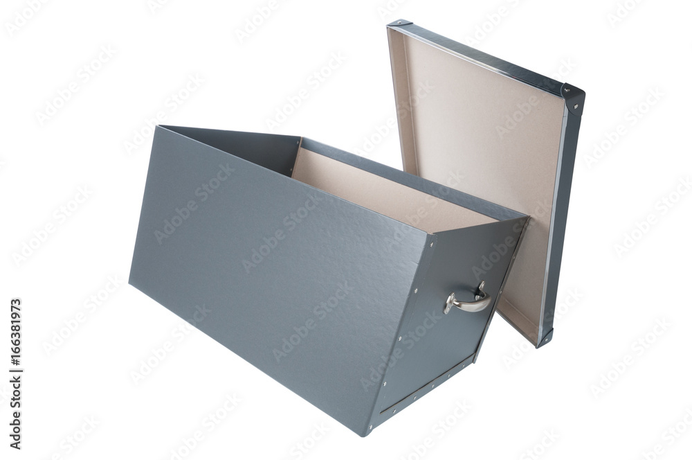 Gray box closeup on white background Gray box closeup on white background