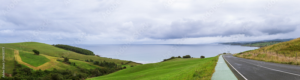 Fototapeta premium Sea cost panorama , Bay of Biscay, Asturias, Spain