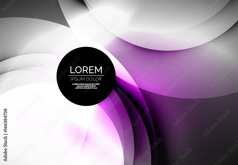 Digital illustration, glowing waves and circles