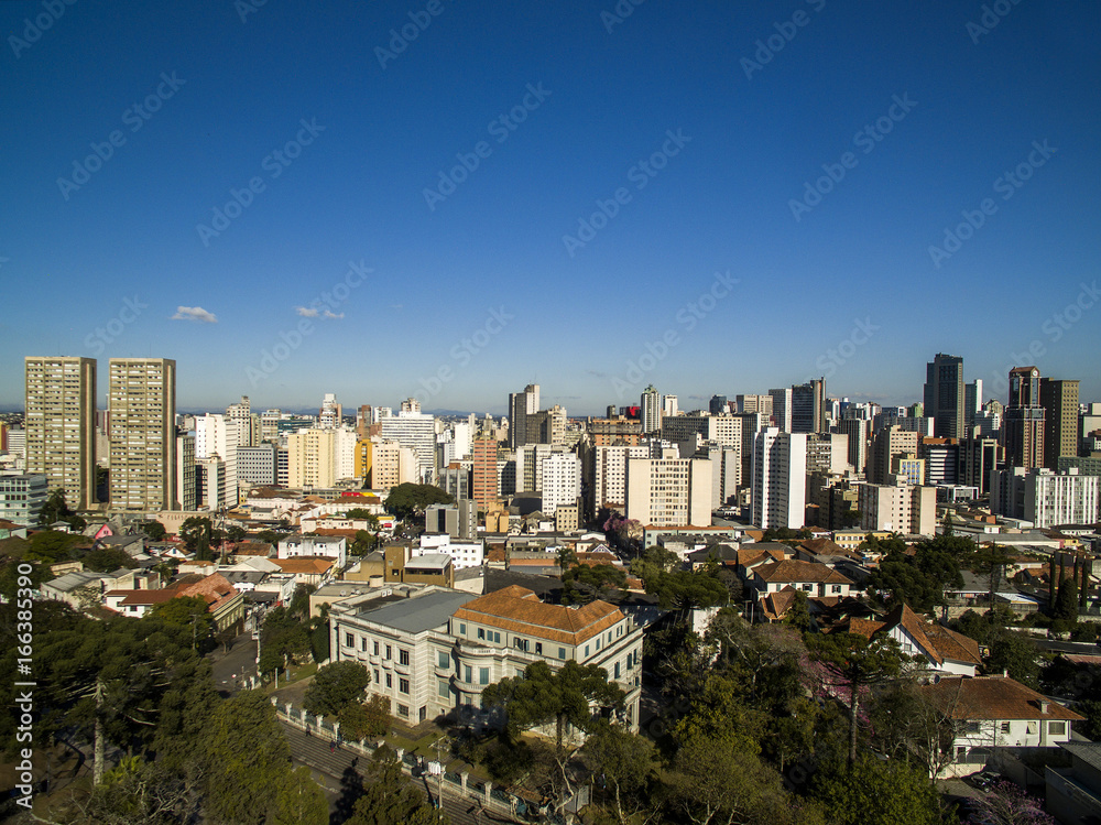 Fototapeta premium Aerial view of Curitiba cityscape, Parana State, Brazil. July, 2017.
