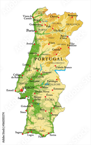 Obraz na plátně Portugal relief map