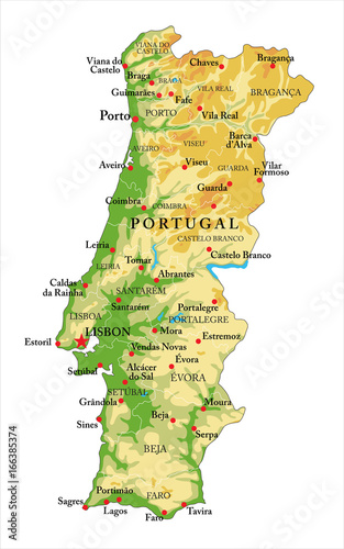 Lerretsbilde Portugal relief map