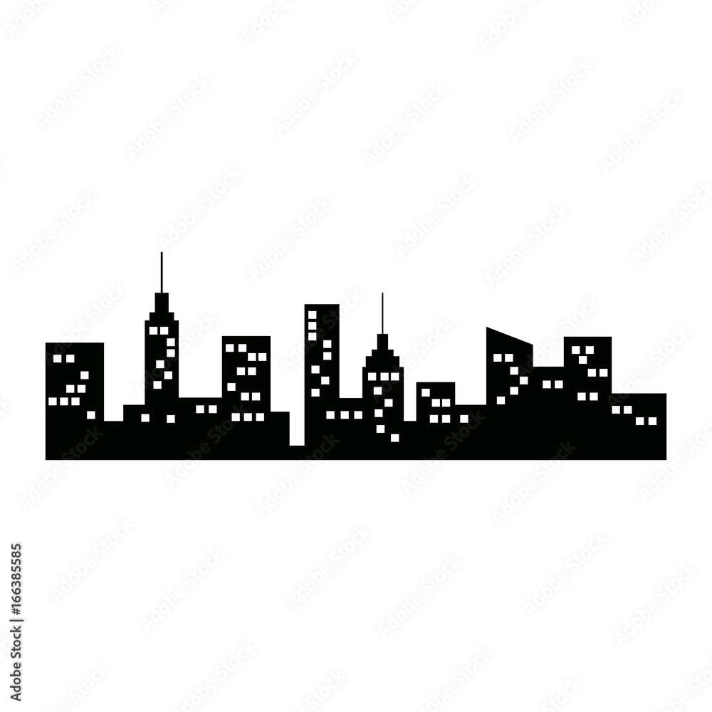 Naklejka premium city silhouette with windows architectural building