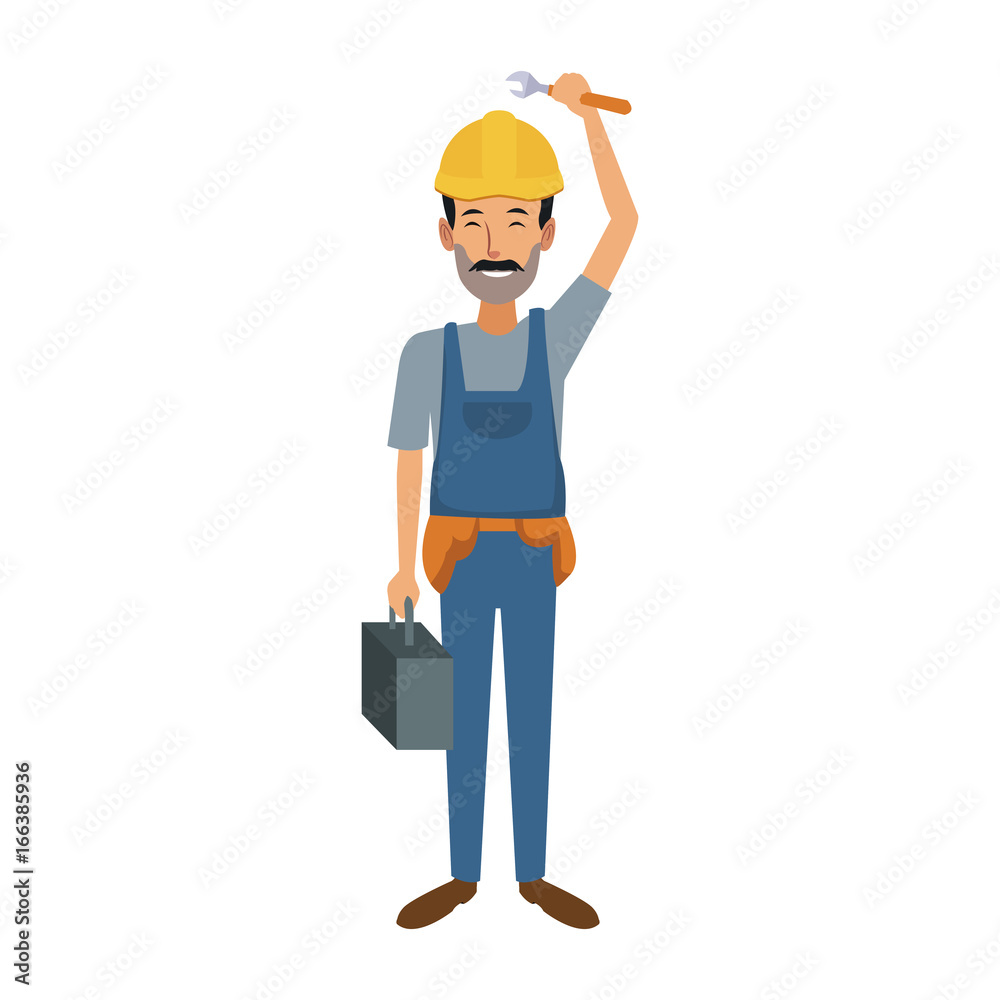 repairman or construction worker with safety hat