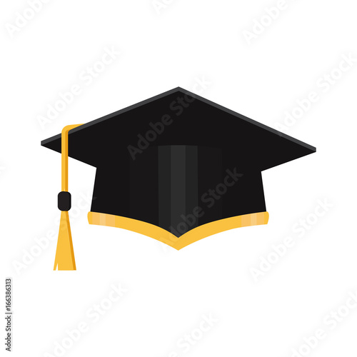 Academic graduation cap isolated on the background. Vector illustration in the flat style