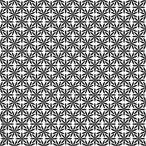 Repeating abstract monochrome stylized flower pattern - geometric floral vector background from curved shapes