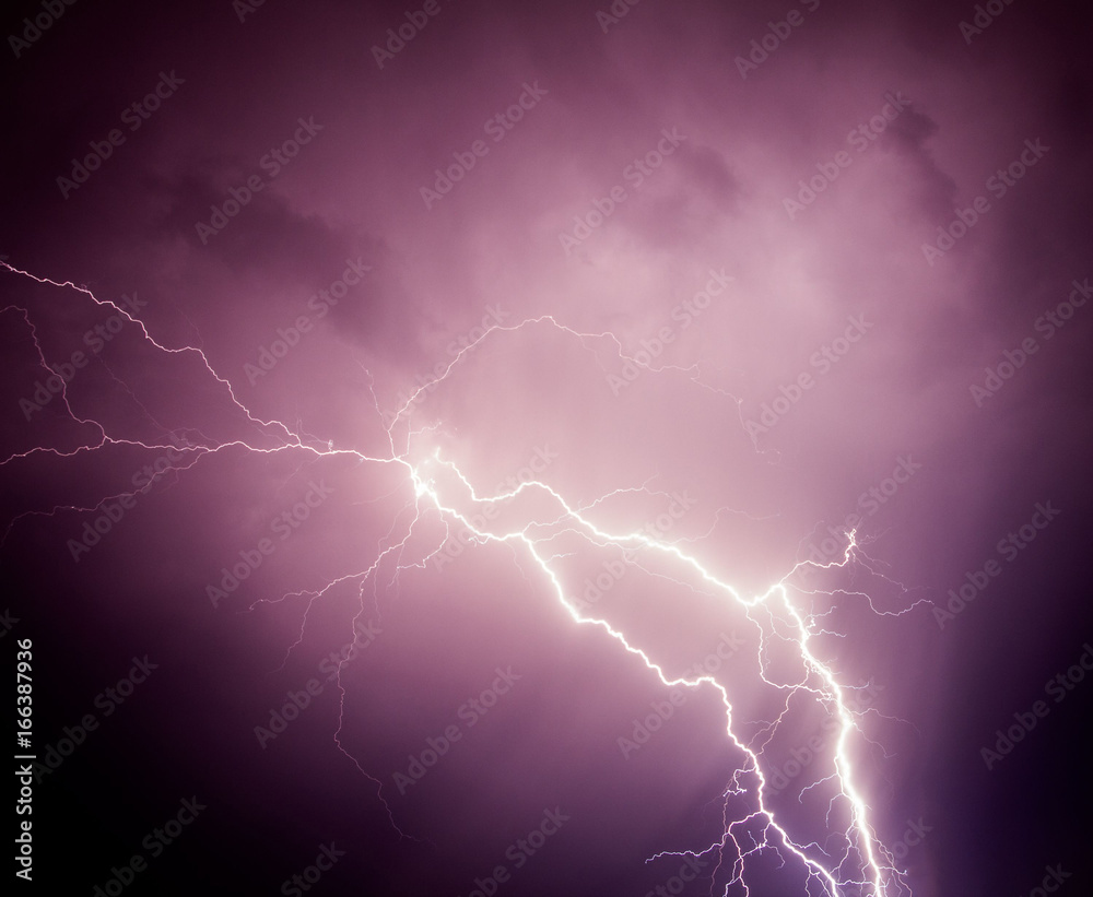 Fototapeta premium Thunderstorm lightning and clouds