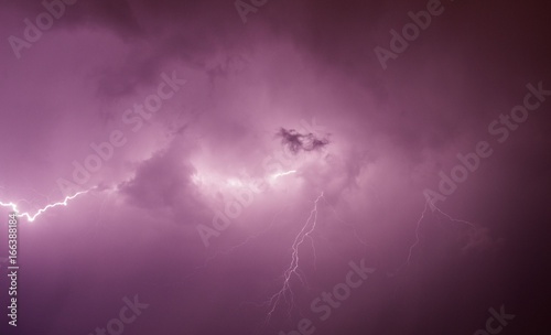 Thunderstorm lightning and clouds