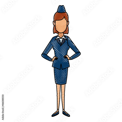 stewardess dressed in uniform professional service