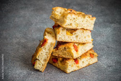 Italian focaccia with bell peppers