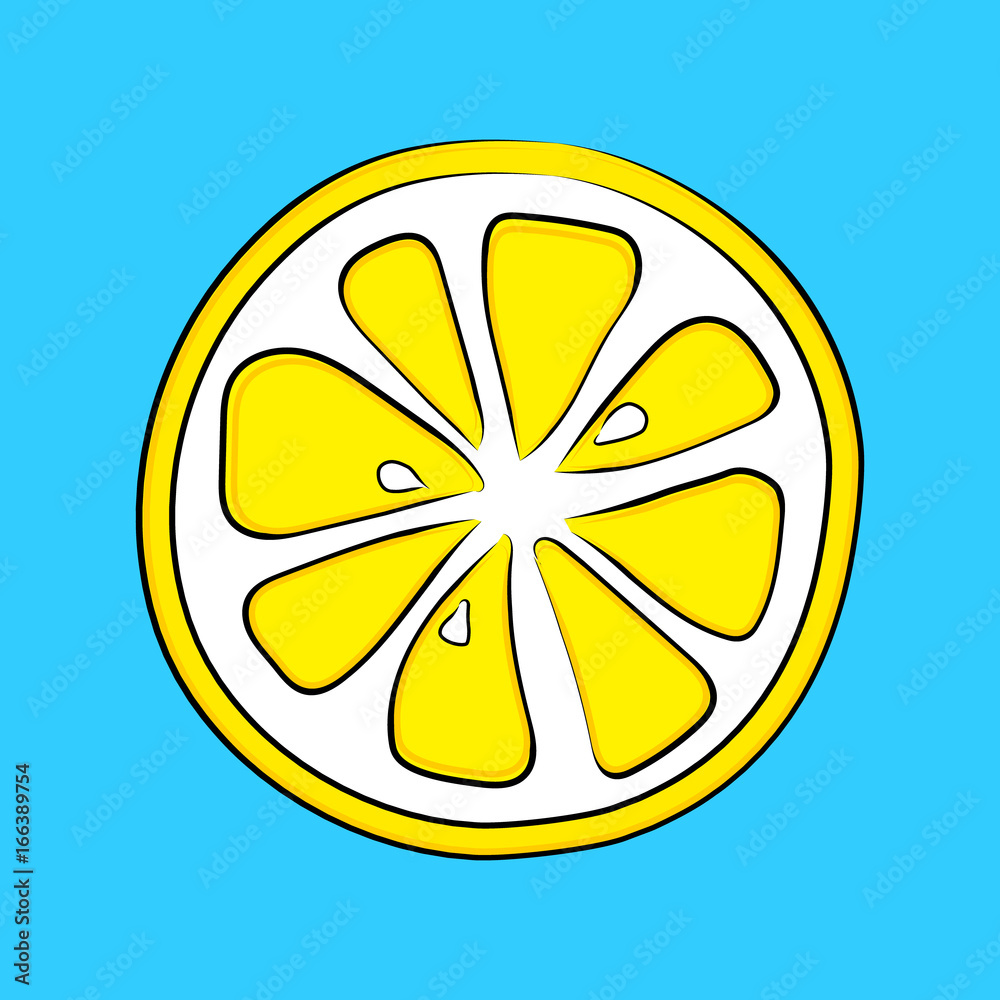 Hand drawn lemon on blue background. Vector. Hand drawn lemon on blue background. Vector.