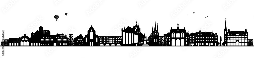 Erfurt Thüringen Deutschland Skyline mit Dom Kirche Stadt Panorama Silhouette
