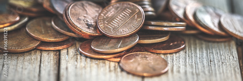 Stack of old coins photo