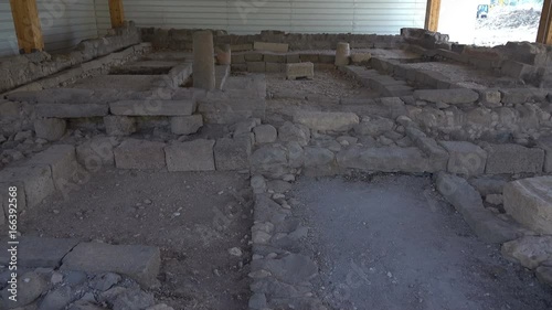 Slow Pan Through Ancient Rubble of Jewish Temple  photo