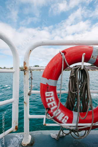 orange life preserver on a ferry, Victoria, Australia