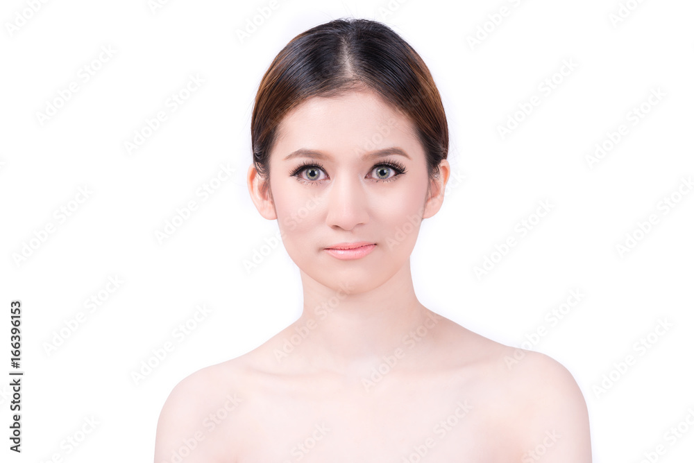 Portrait of attractive Asian woman with beautiful skin isolated on white background Portrait of attractive Asian woman with beautiful skin isolated on white background