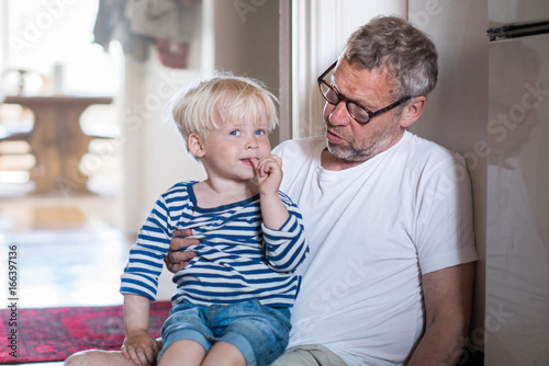 Grandfather and grandson enjoying being together