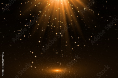 golden glowing lights effects isolated on transparent background Golden star and sparkles or gold particle glitter light. Merry Christmas festive background.defocused circle particle bokeh.	