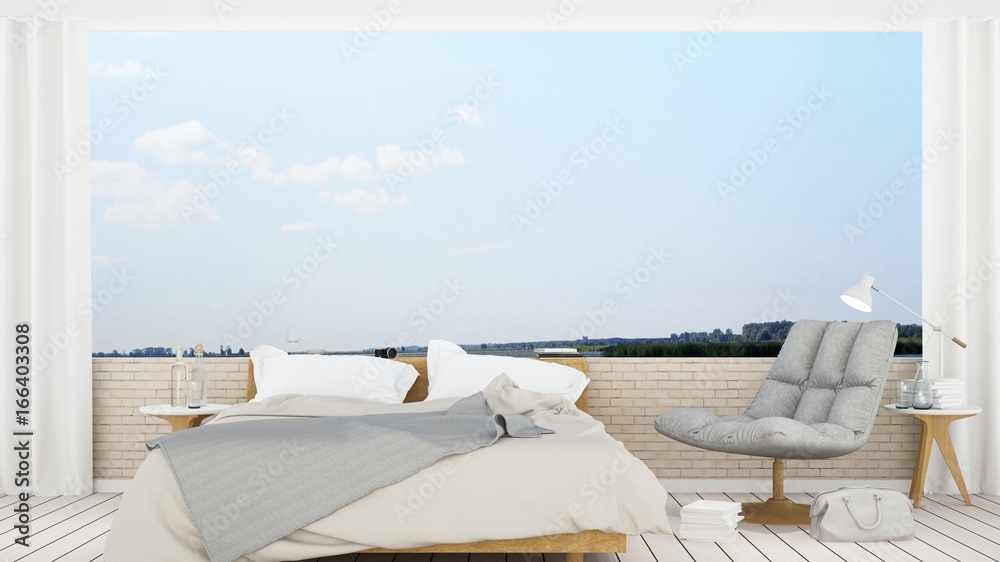 Fototapeta premium 3D rendering interior bedroom minimal decoration