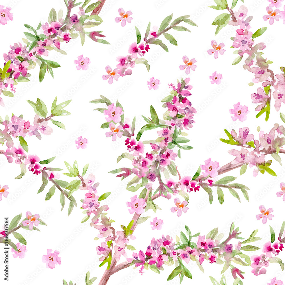 fashion blossom seamless texture. watercolor painting