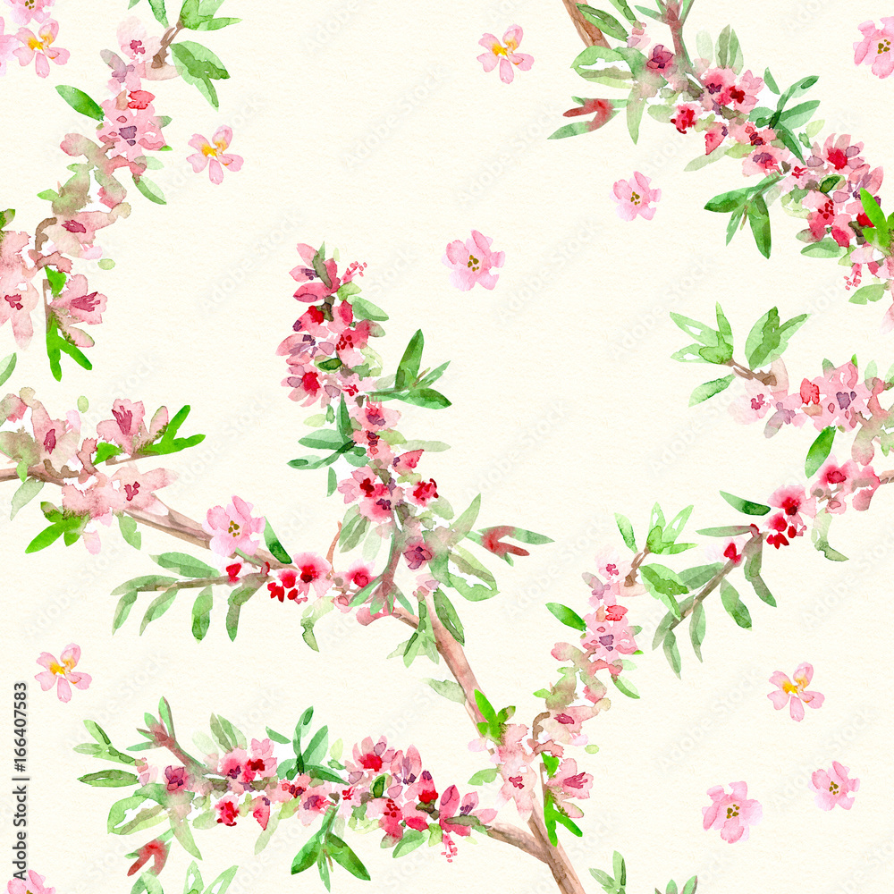 Obraz premium Flower seamless texture. watercolor painting