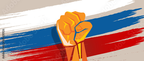 Russia hand fist revolution flag national patriotic fight