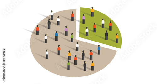 people crowd pie chart group graphic sampling statistics