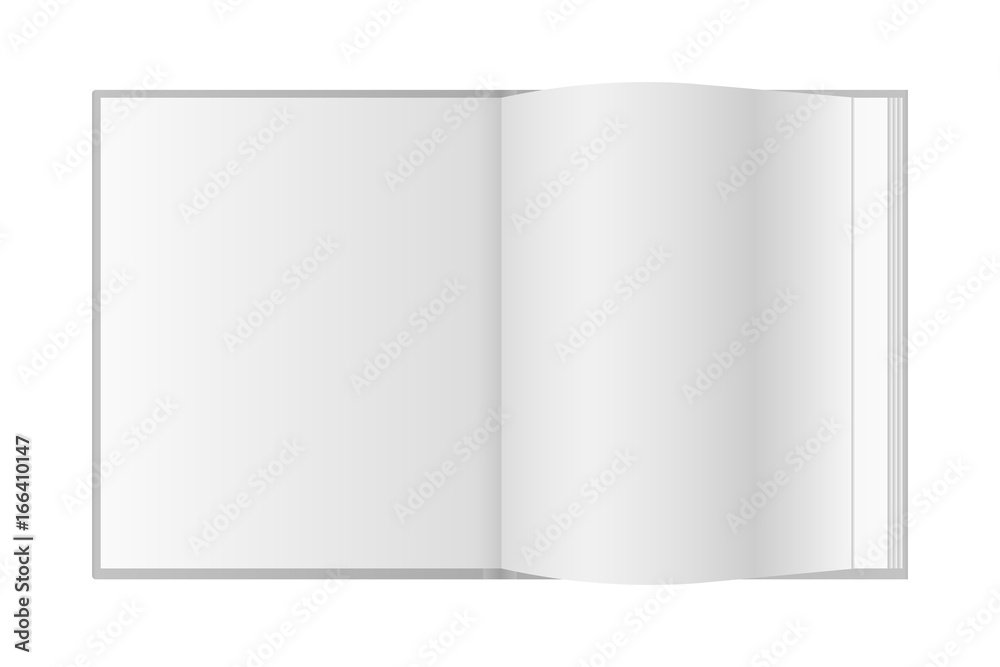 Realistic vector open book with place for text and mockup design isolated on white background Realistic vector open book with place for text and mockup design isolated on white background